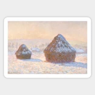 Wheatstacks, Snow Effect, Morning by Claude Monet Magnet